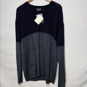NWT Cortina made in Italy 30% merino wool two tone men’s sweater sz XL